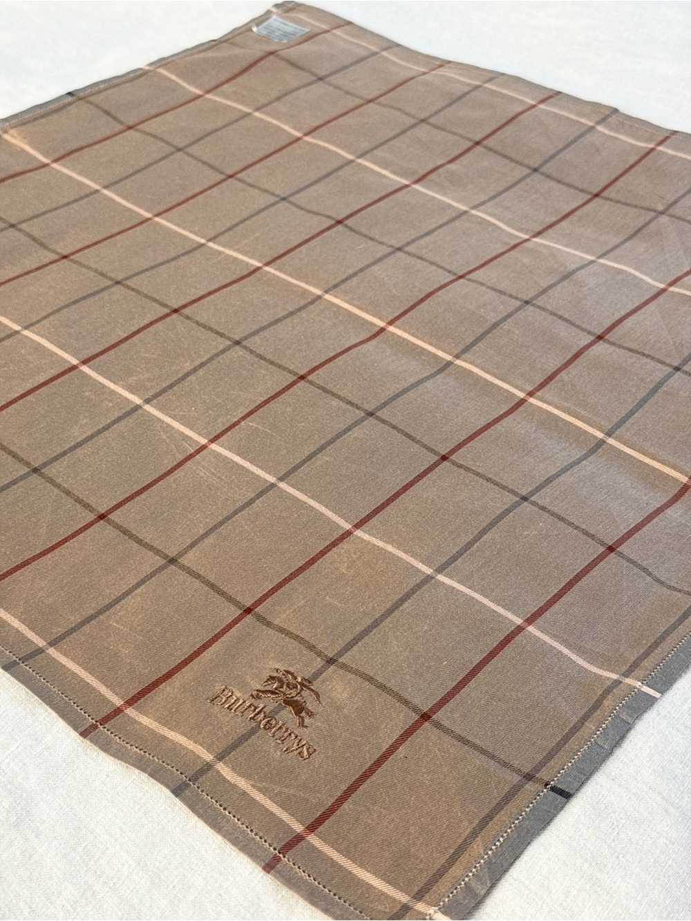 Vintage Burberrys Reversible Beige Nova Check Cotton Bandana Scarf Made in Japan